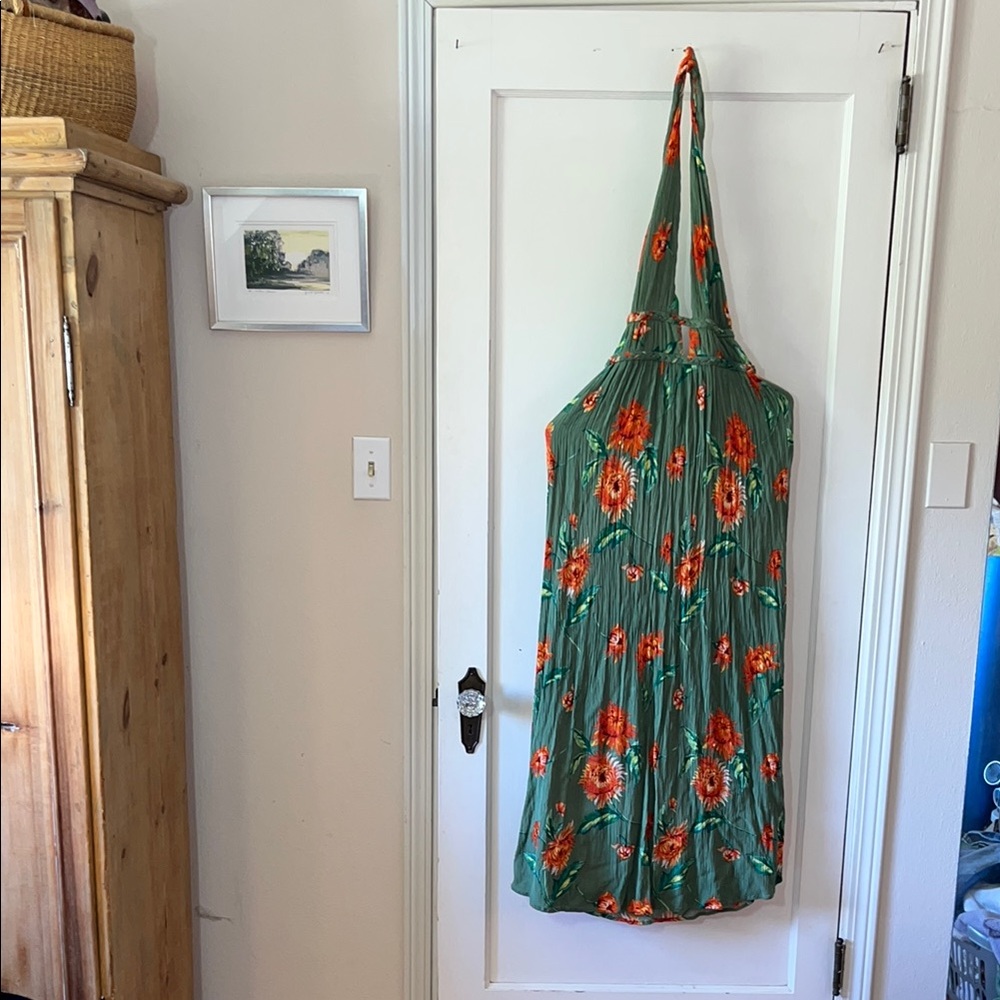 Illa‎ Illa Green Floral Backless Halter Dress Hi/low hem S